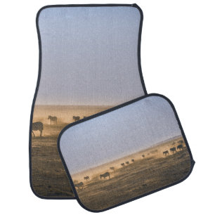 HERD OF ZEBRA ON SAND FIELD CAR FLOOR MAT