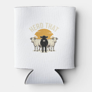 Herd That Funny Cow Vintage Engraving Design Can Cooler