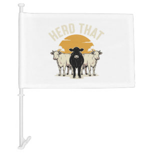 Herd That Funny Cow Vintage Engraving Design Car Flag