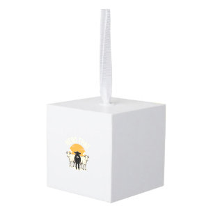 Herd That Funny Cow Vintage Engraving Design Cube Ornament
