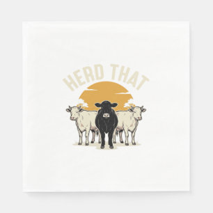 Herd That Funny Cow Vintage Engraving Design Napkins