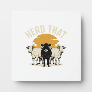 Herd That Funny Cow Vintage Engraving Design Plaque