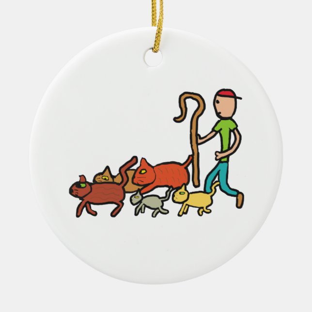 Herding Cats Ceramic Ornament (Front)