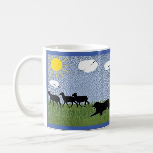 Herding _ Driving the Sheep Aussie v3 Coffee Mug