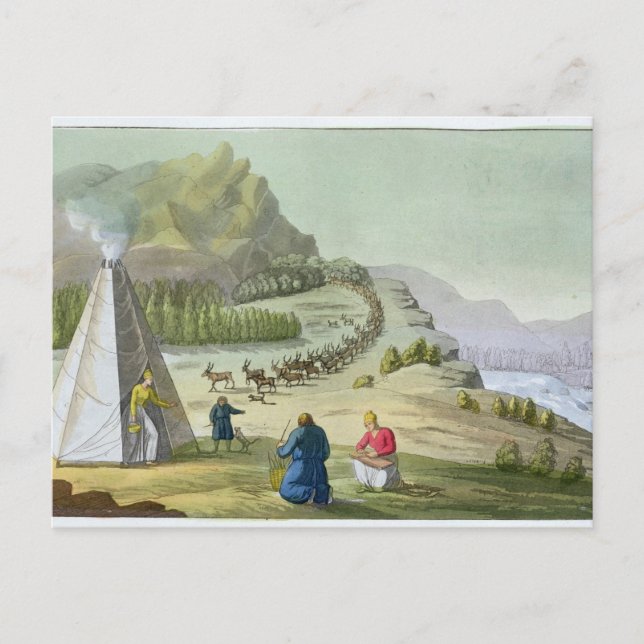 Herding Reindeer, Lapland, plate 47 from 'Le Costu Postcard (Front)