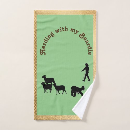 Herding _ Shadow Bearded Collie Dog Hand Towel