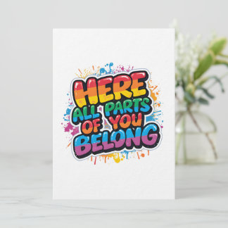 Here All Parts of You Belong - Rainbow Quote Invitation