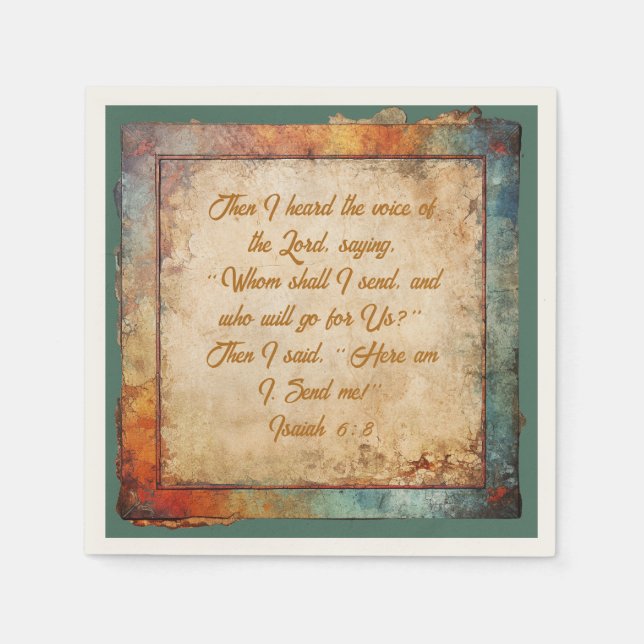 Here Am I, Lord – Rustic Party Napkins (Front)