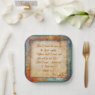 Here Am I, Lord – Rustic Party Square Paper Plates