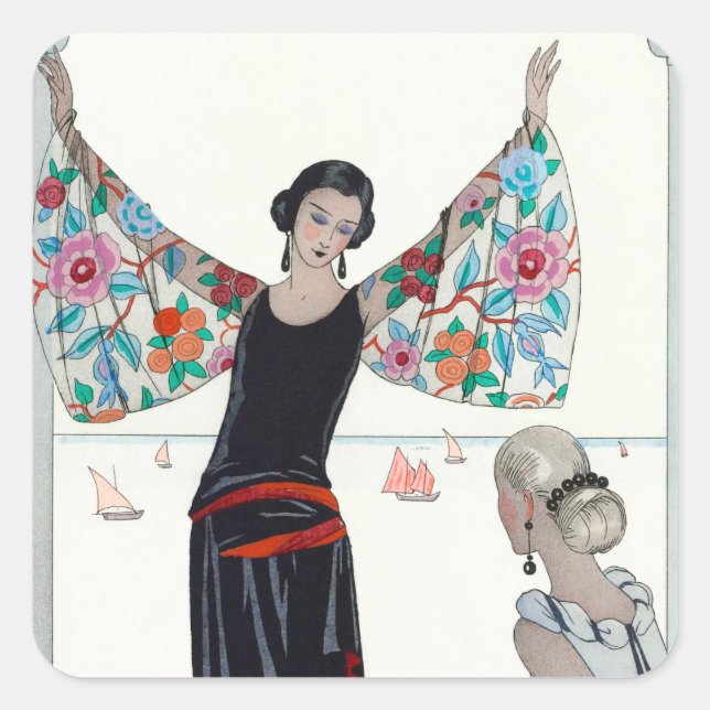 Here Are My Wings - George Barbier Square Sticker (Front)