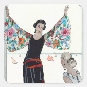 Here Are My Wings - George Barbier Square Sticker