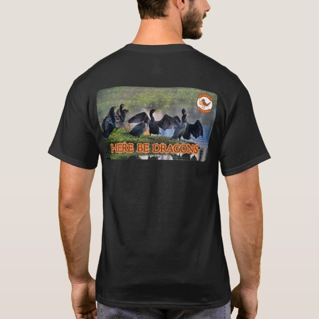HERE BE DRAGONS and Little Bearded Bird T-Shirt (Back)