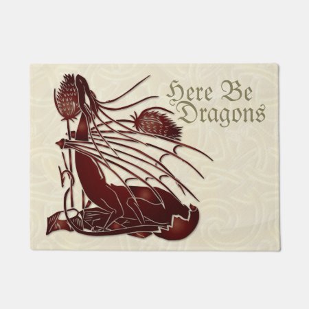 "here Be Dragons" Birth Of A Dragon Door Mat