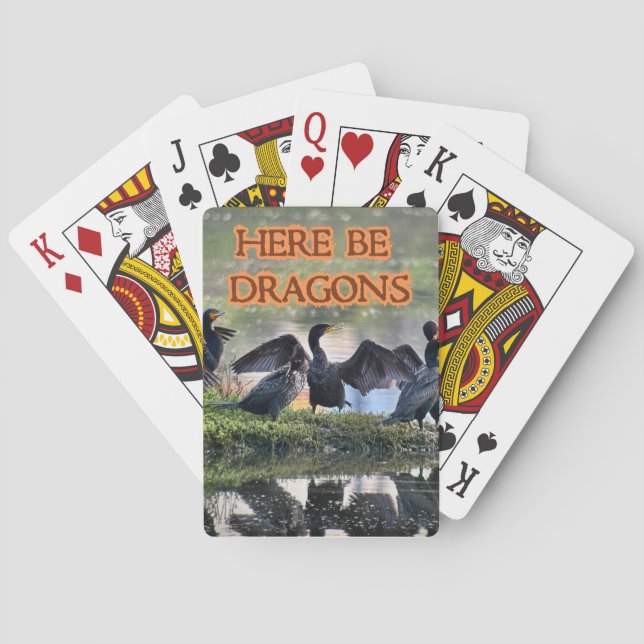 Here Be Dragons Cormorants Poker Cards (Back)
