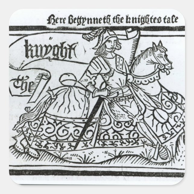 'Here Begynneth the Knightes Tale' Square Sticker (Front)