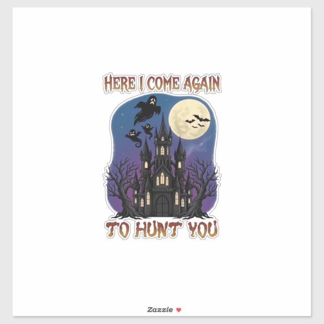 Here Come Again Haunted Castle Ghosts Moon Sticker (Sheet)
