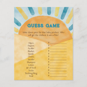Here Come Blue Ray Sunshine Baby Shower Guess Game