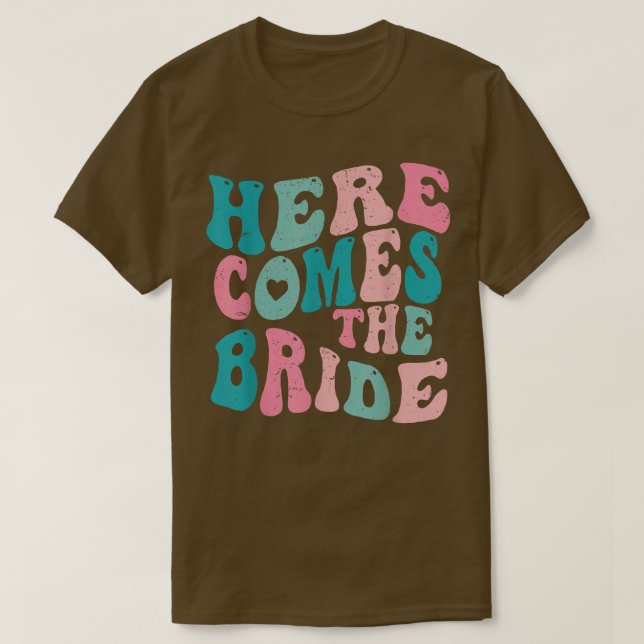 Here Come The Bride Future Mrs Engagement Bachelor T-Shirt (Design Front)