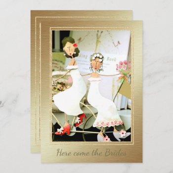 Here Come The Brides Wedding Invitation by ChristmasBellsRing at Zazzle