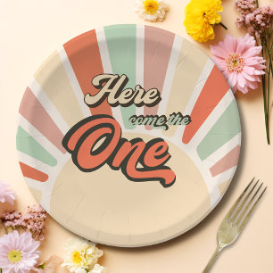 Here Come The One Sunshine Retro Birthday Party Paper Plates