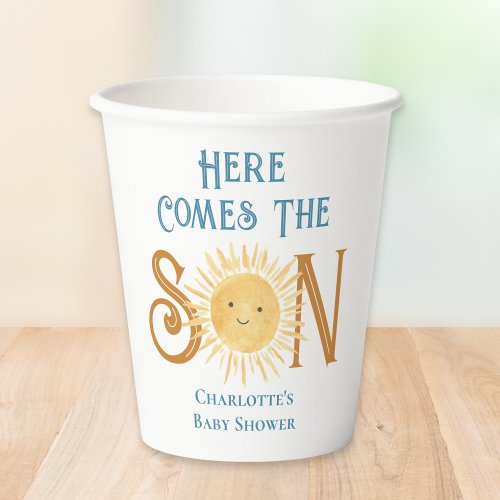 Here Come The Son Baby Shower  Paper Cups