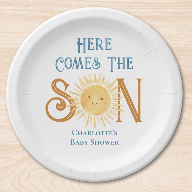 Here Come The Son Baby Shower  Paper Plates (Creator Uploaded)