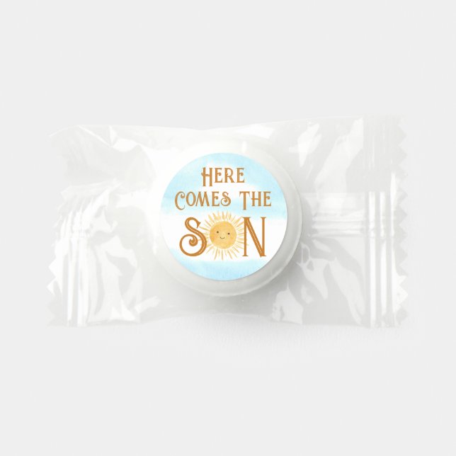 Here Come The Son Boy's Baby Shower Life Saver® Mints (Front)