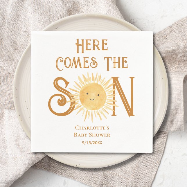 Here Come The Son Boy's Baby Shower  Napkins (Creator Uploaded)