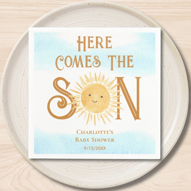 Here Come The Son Boy's Baby Shower  Napkins (Creator Uploaded)