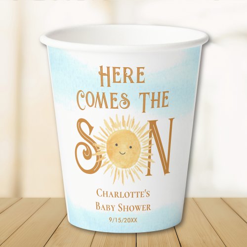 Here Come The Son Boys Baby Shower  Paper Cups