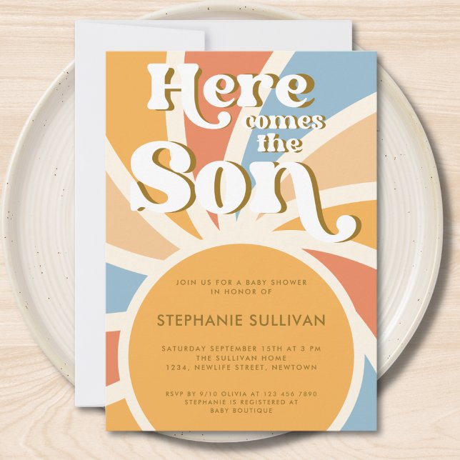 Here Come The Son Sunrays Baby Shower Invitation (Creator Uploaded)