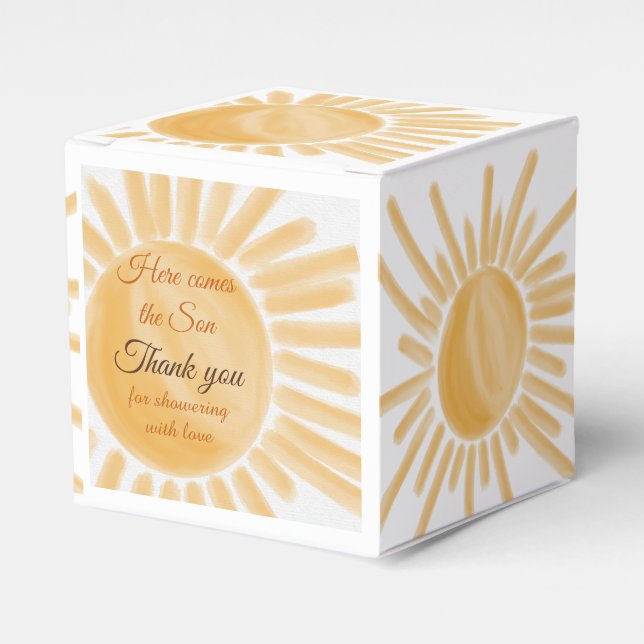 Here Come the Son Sunshine Baby Shower Favor Boxes (Front Side)