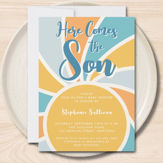 Here Come The Son Sunshine Baby Shower Invitation (Creator Uploaded)