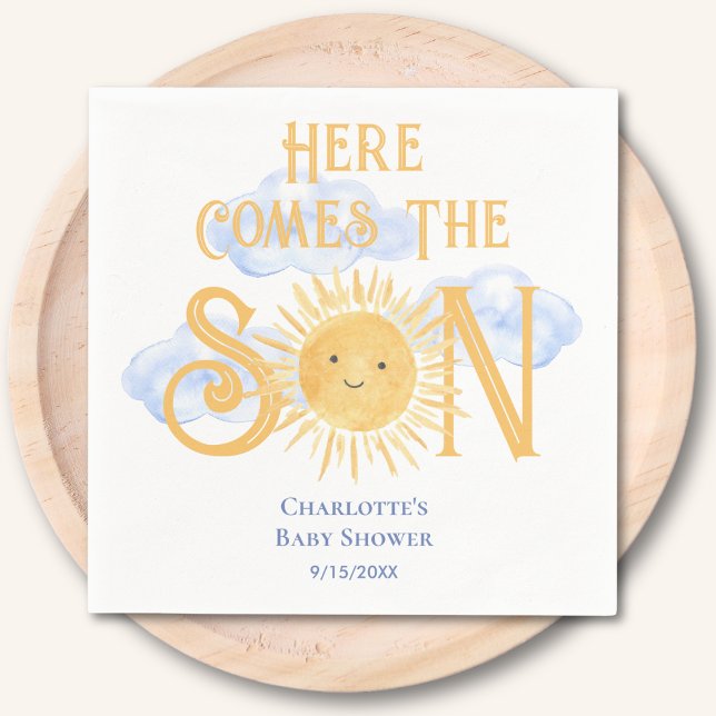 Here Come The Son Sunshine Baby Shower  Napkins (Creator Uploaded)