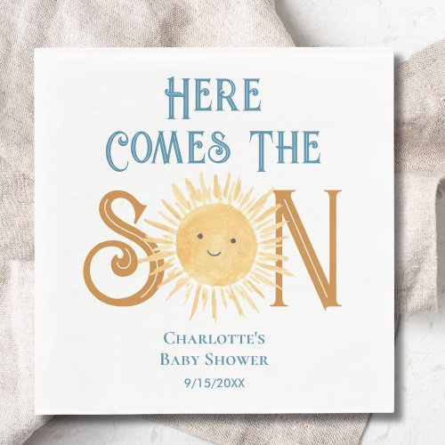 Here Come The Son Sunshine Baby Shower  Napkins