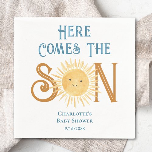 Here Come The Son Sunshine Baby Shower  Napkins