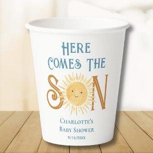 Here Come The Son Sunshine Baby Shower  Paper Cups