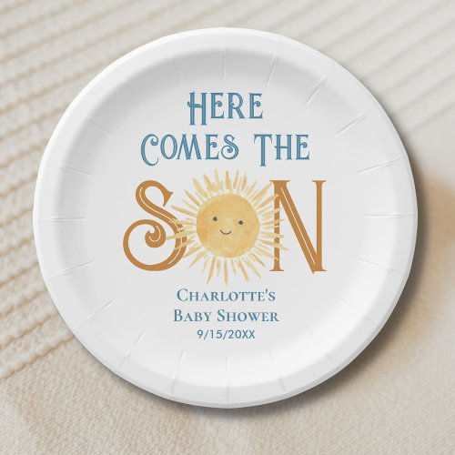 Here Come The Son Sunshine Baby Shower  Paper Plates