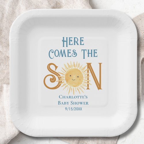 Here Come The Son Sunshine Baby Shower  Paper Plates