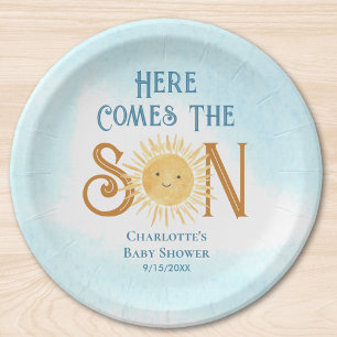 Here Come The Son Sunshine Baby Shower  Paper Plates