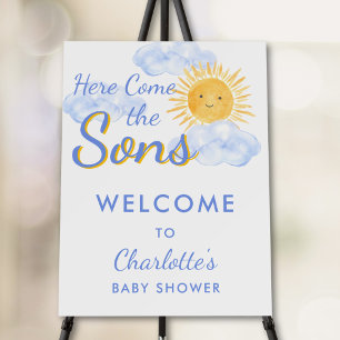 Here Come The Sons Baby Shower Welcome Sign