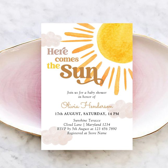 Here Come The Sun Baby Shower Invitation (Creator Uploaded)