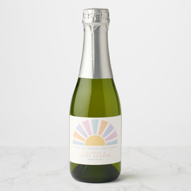  Here Come The Sun Sunshine Baby Shower Favors  Sparkling Wine Label (Front)