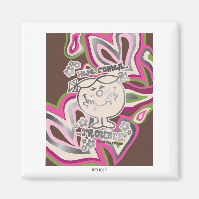 Here Come Trouble | Neon Background Magnet (Front)