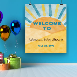 Here Comes Blue Rays Sunshine Baby Shower Welcome Foam Board