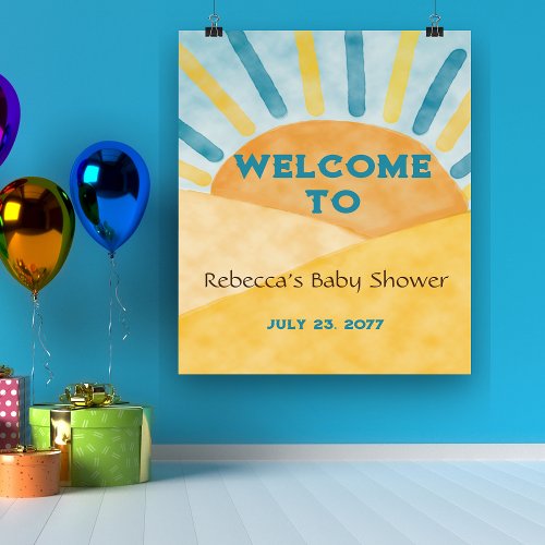 Here Comes Blue Rays Sunshine Baby Shower Welcome Foam Board