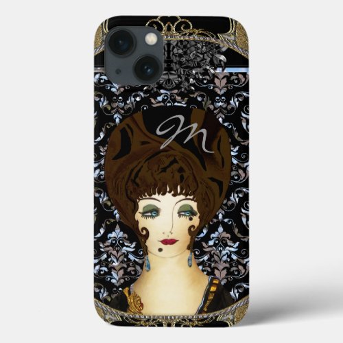 Here Comes Brunette Beauty Monogram iPhone 13 Case