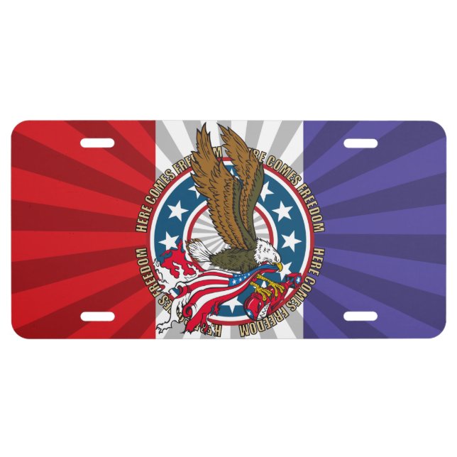 Here Comes Freedom American Bald Eagle License Plate (Front)