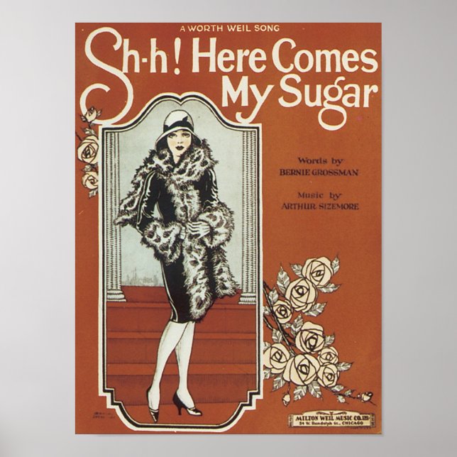 Here Come's My Sugar Vintage Songbook Cover Poster (Front)