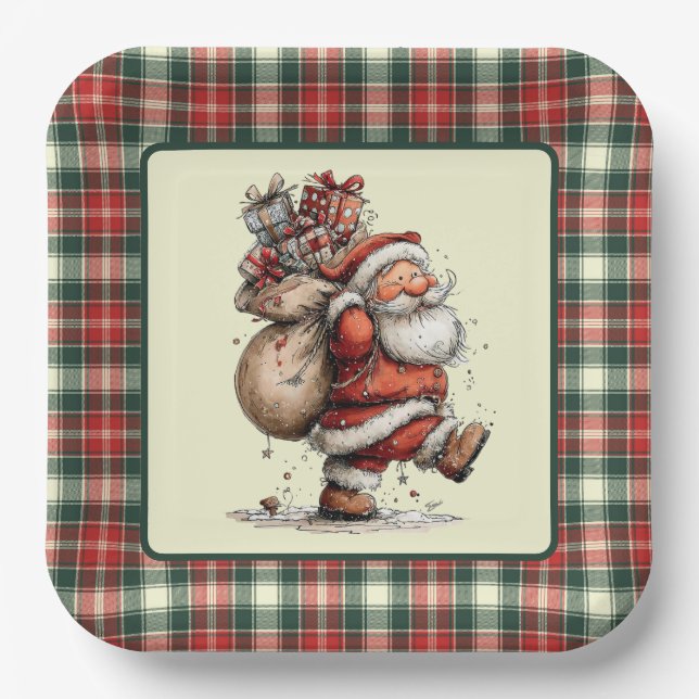 Here Comes Santa Claus  Paper Plates (Front)